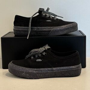 Vans Black Glitter Sole Kids Sneakers Skate Shoes Little Girl Size 12